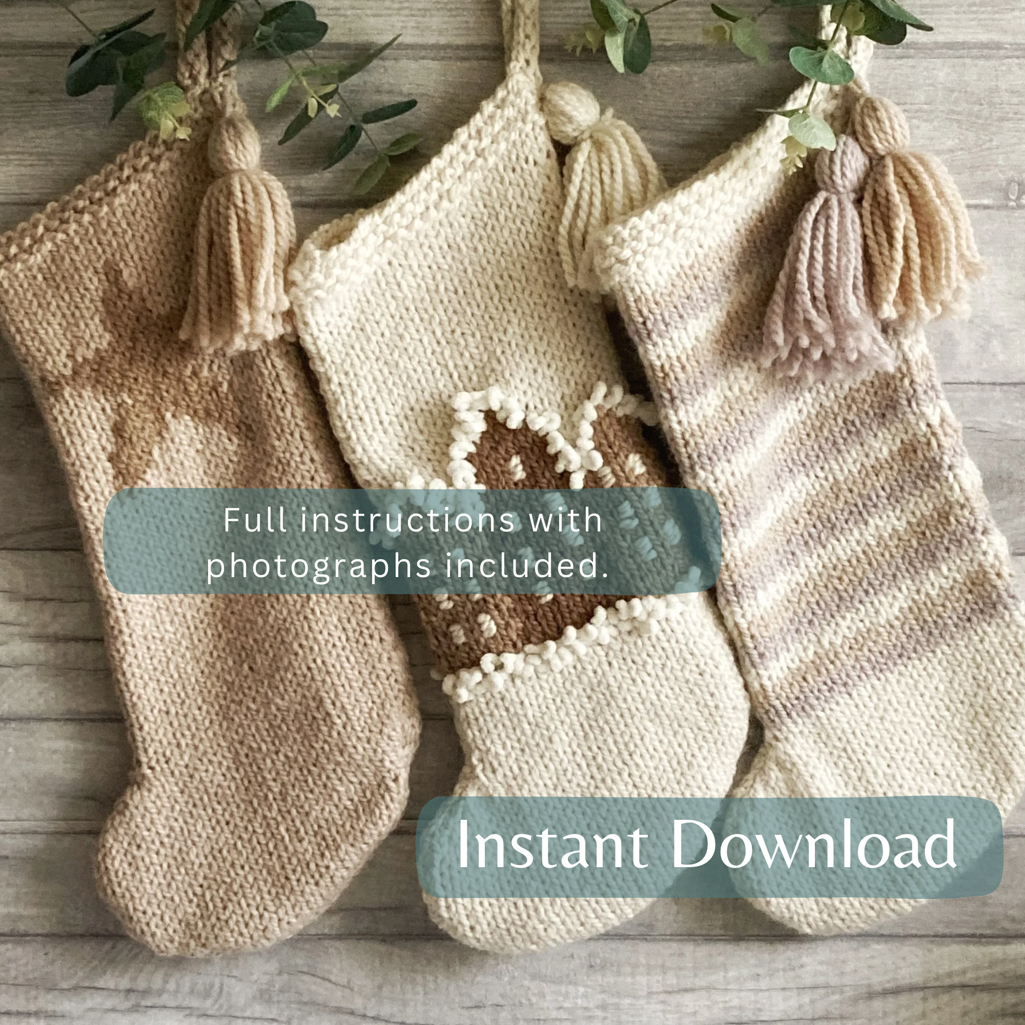 Beginner Christmas Stocking Knitting Patterns Bundle, Patterns For Working With Colour