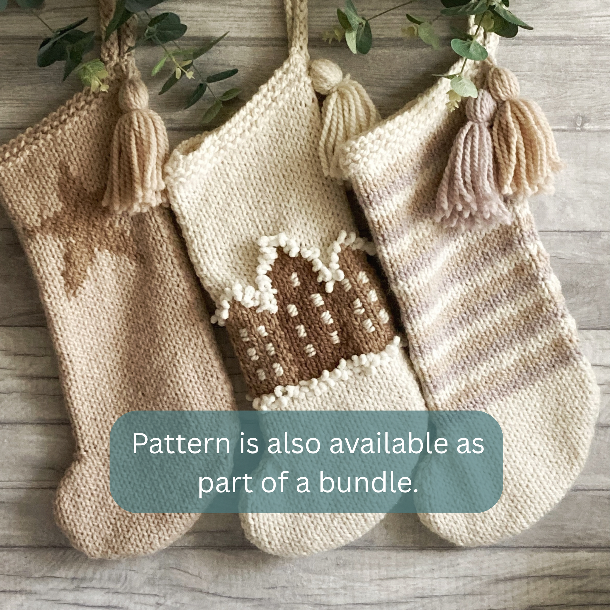 Gingerbread House Christmas Stocking Knitting Pattern, Beginner Friendly Pattern