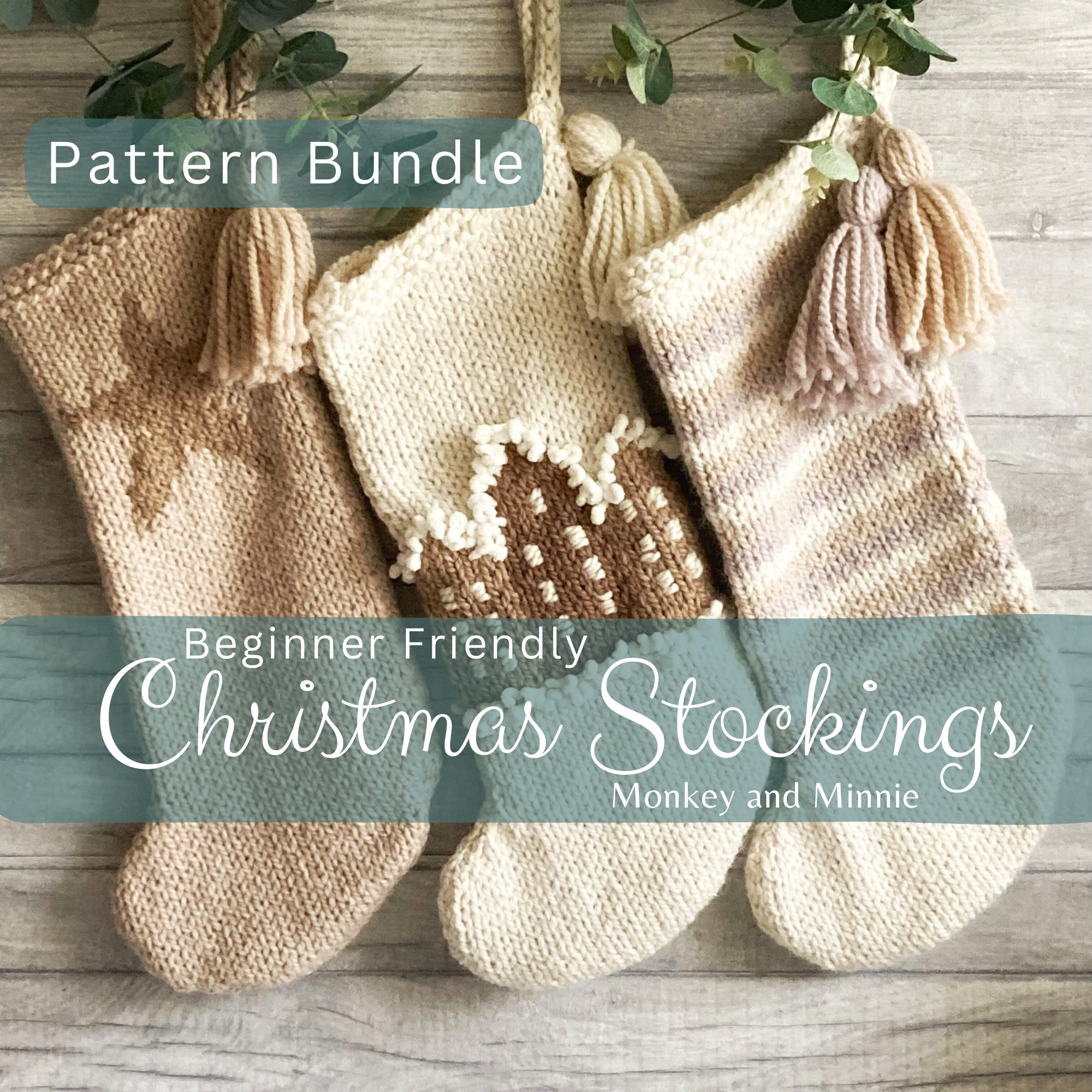 Beginner Christmas Stocking Knitting Patterns Bundle, Patterns For Working With Colour