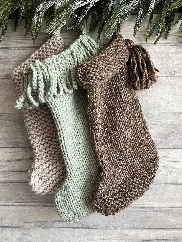Beginner Christmas Stocking Knitting Pattern with Textured Toe Detail