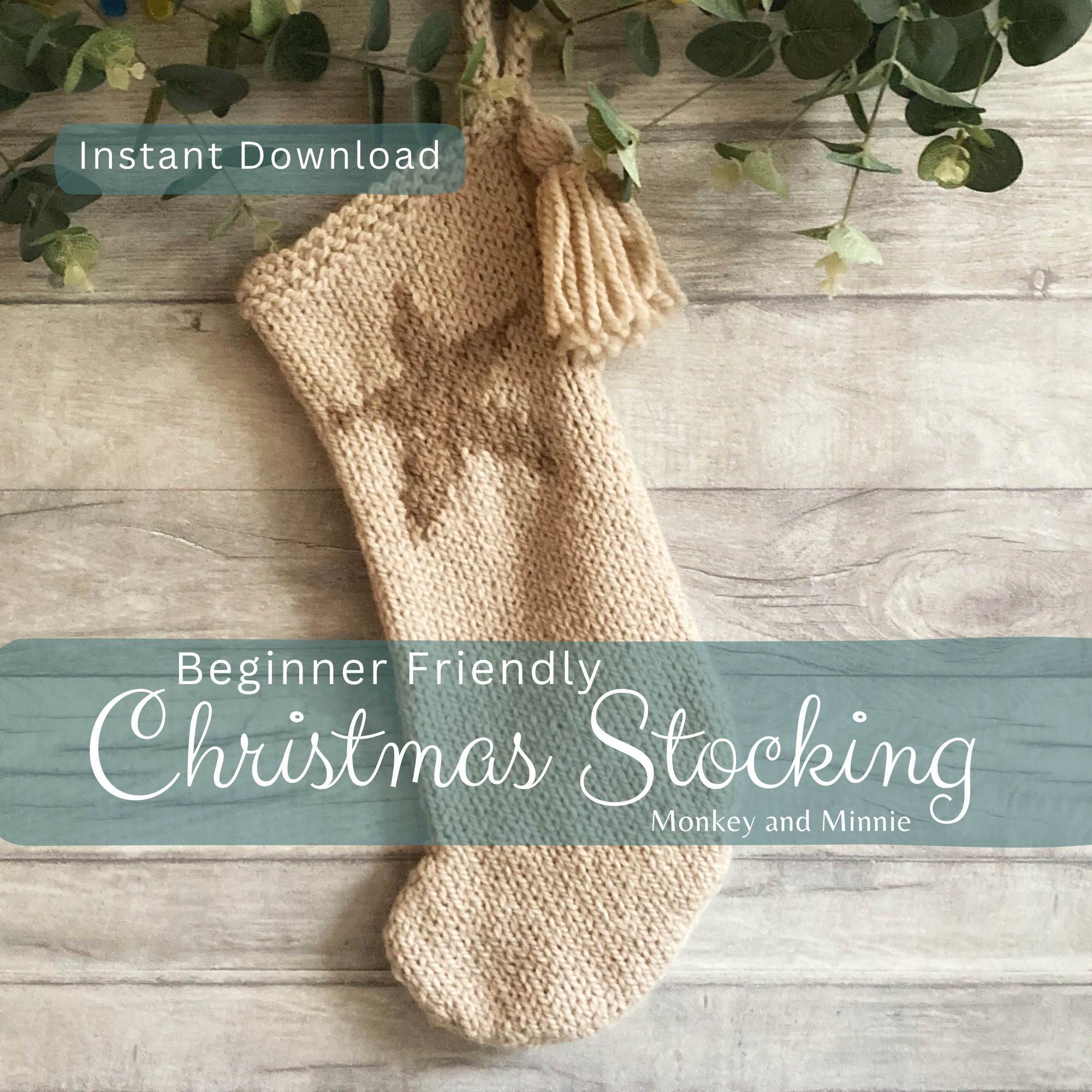 Star Christmas Stocking Knitting Pattern, Beginner Friendly Pattern Working With Colours
