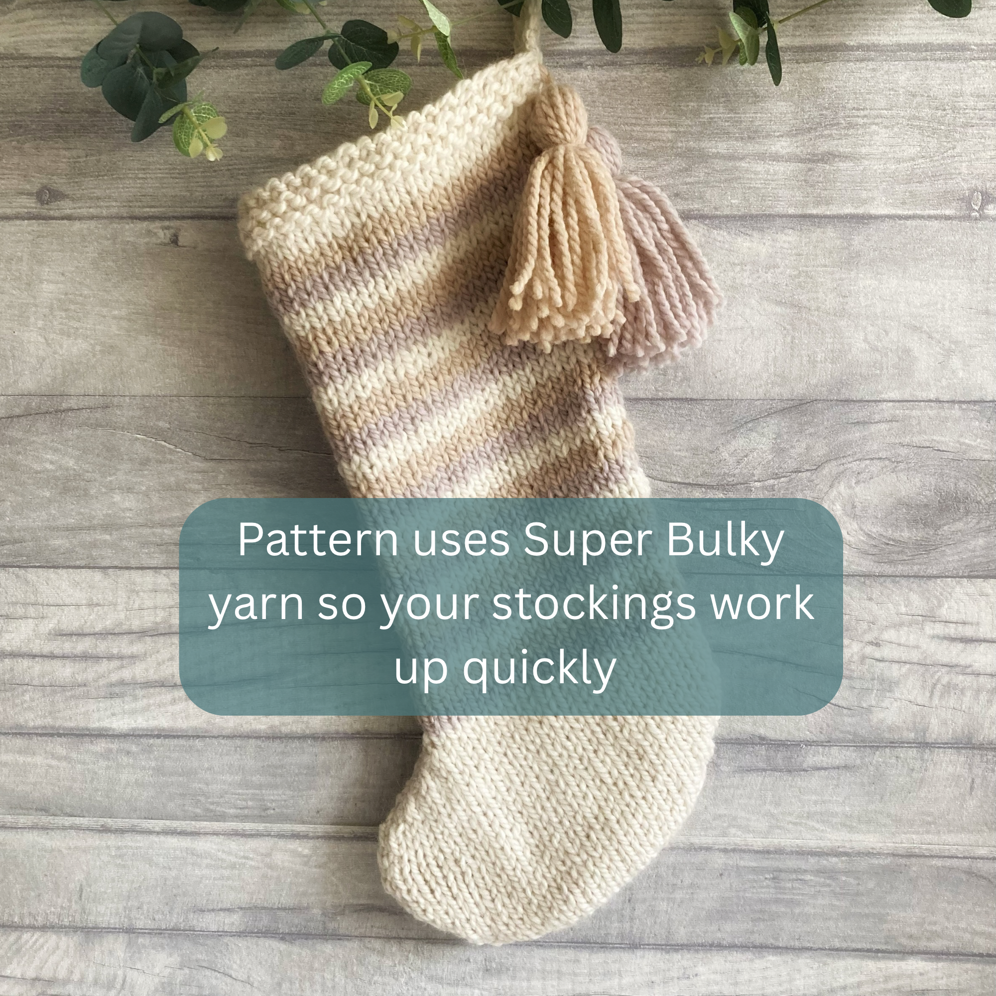 Striped Christmas Stocking Knitting Pattern, Beginner Friendly Working With Colours