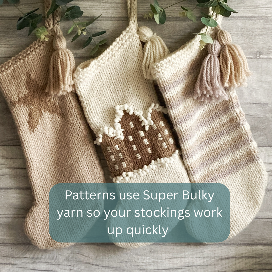 Gingerbread House Christmas Stocking Knitting Pattern, Beginner Friendly Pattern