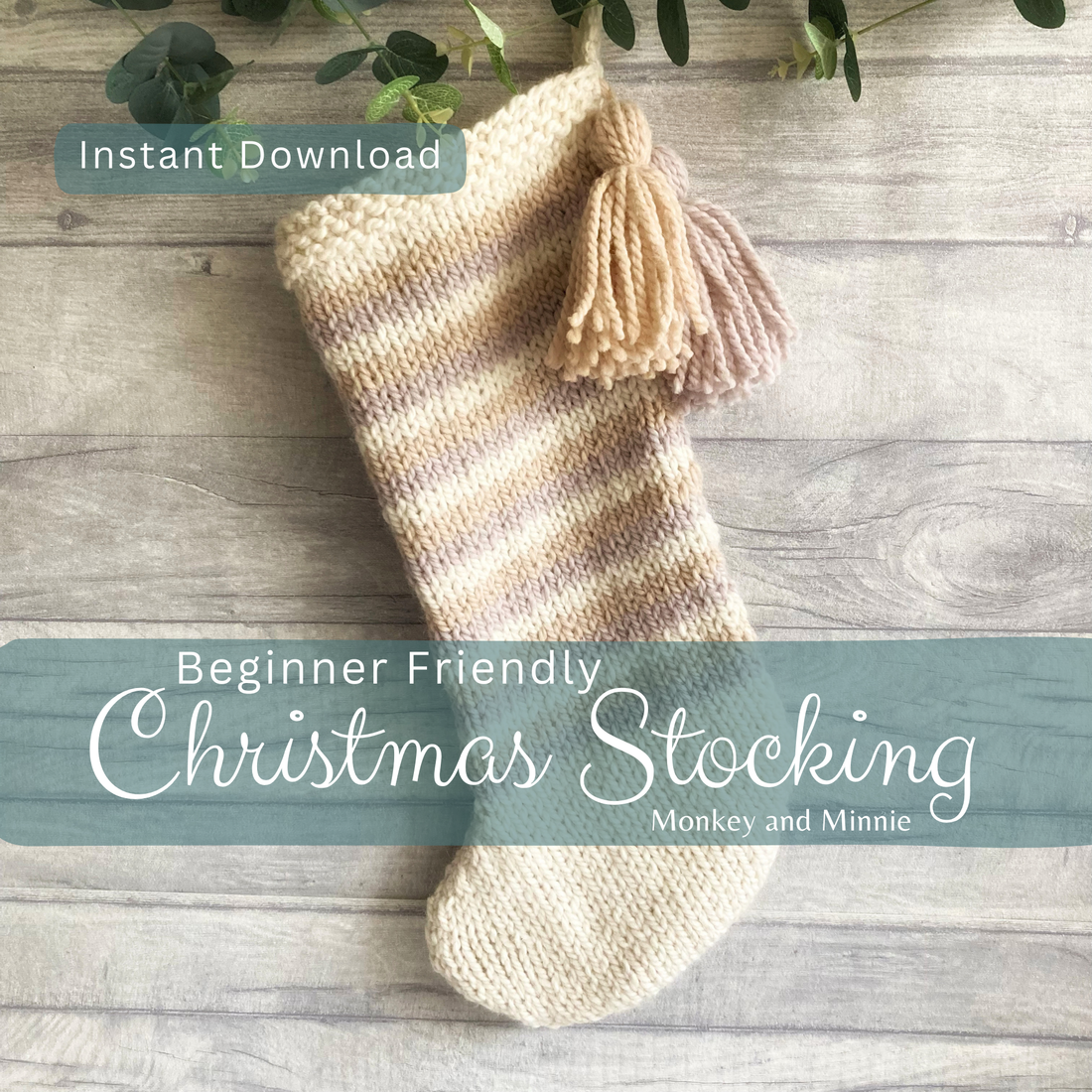 Striped Christmas Stocking Knitting Pattern, Beginner Friendly Working With Colours