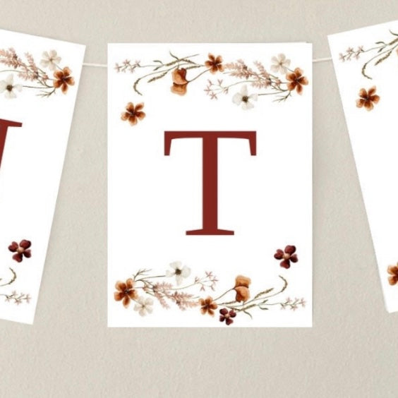 Fall Wildflowers Baby Shower Banner Printable Template