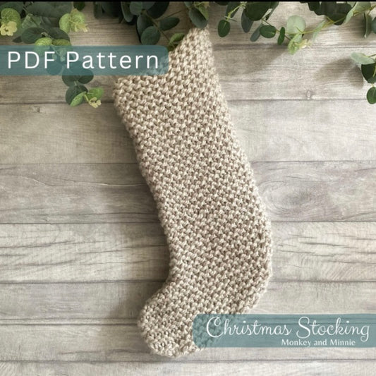 Easy Christmas Stocking Knitting Pattern for Beginners, Simple Two-Needle Project, Super Bulky Yarn Holiday Stocking Pattern