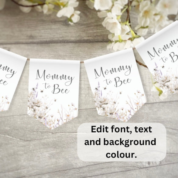 Mommy to Bee Baby Shower Banner Printable Template