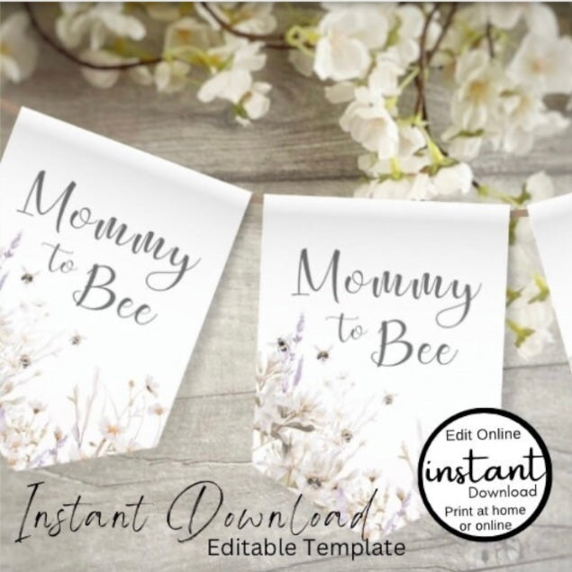 Mommy to Bee Baby Shower Banner Printable Template