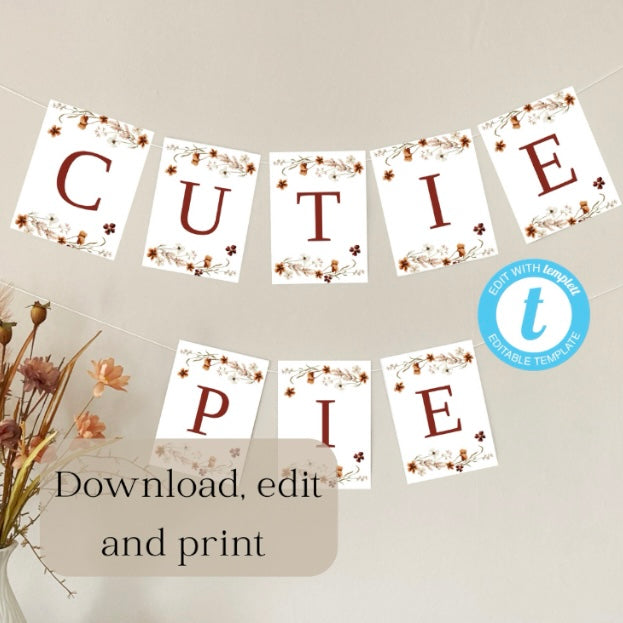 Fall Wildflowers Baby Shower Banner Printable Template