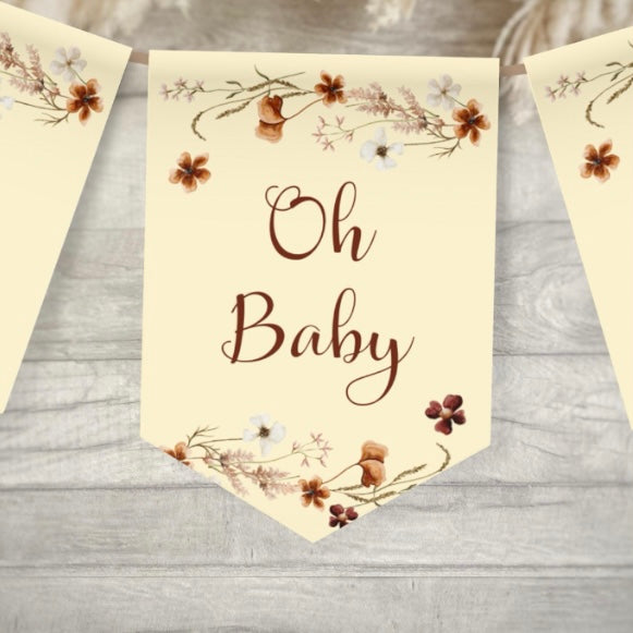 Fall Wildflowers Baby Shower Banner Printable Template