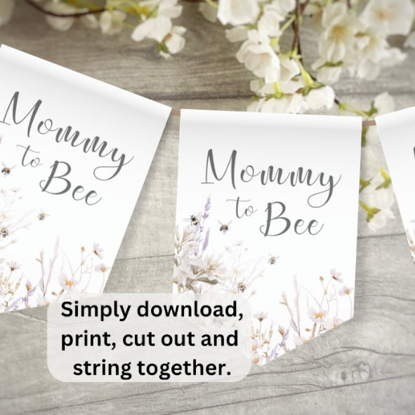Mommy to Bee Baby Shower Banner Printable Template