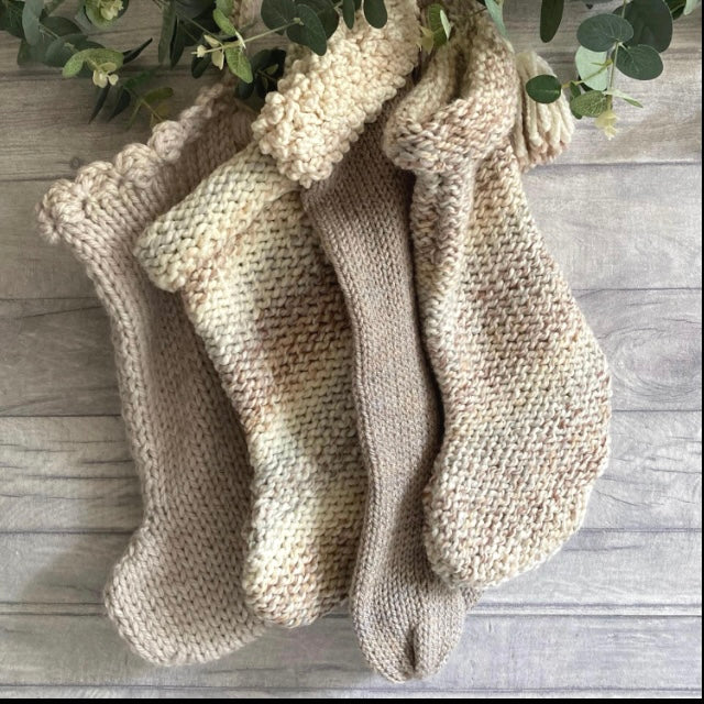 Farmhouse Christmas Stockings, Knitting Pattern Bundle