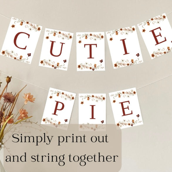 Fall Wildflowers Baby Shower Banner Printable Template