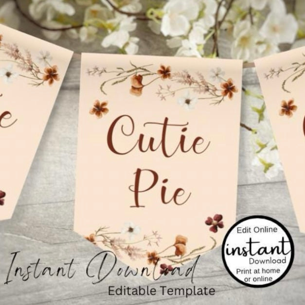 Fall Wildflowers Baby Shower Banner Printable Template