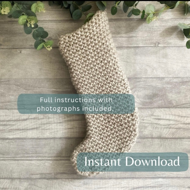 Easy Christmas Stocking Knitting Pattern for Beginners, Simple Two-Needle Project, Super Bulky Yarn Holiday Stocking Pattern