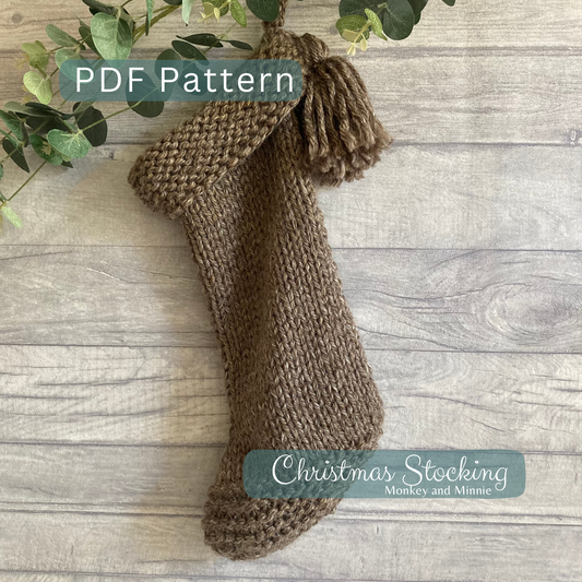 Beginner Christmas Stocking Knitting Pattern with Textured Toe Detail